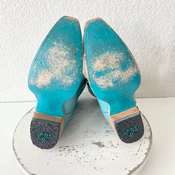 Lane EMMA JANE Womens Cowboy Bootie 5 Turquoise Blue Cowgirl Western Short Boots - Picture 8 of 11